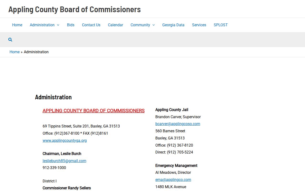 Appling County warrant lookup government contact directory