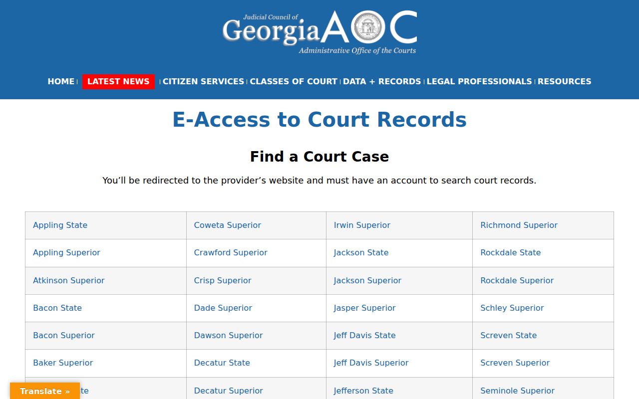 Appling County bench warrant search court record routing
